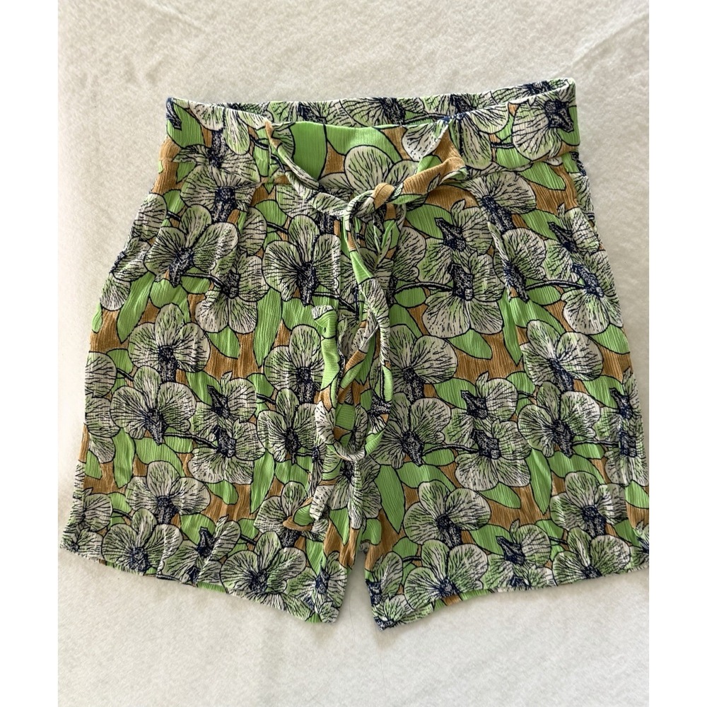 Valija Women's Green Floral Shorts 100% Rayon Size XL